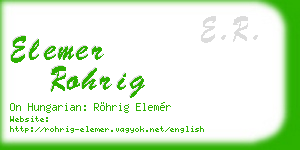 elemer rohrig business card